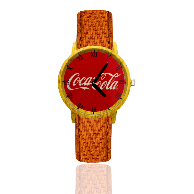 Reloj Coca-Cola Estilo Madera Marron Claro