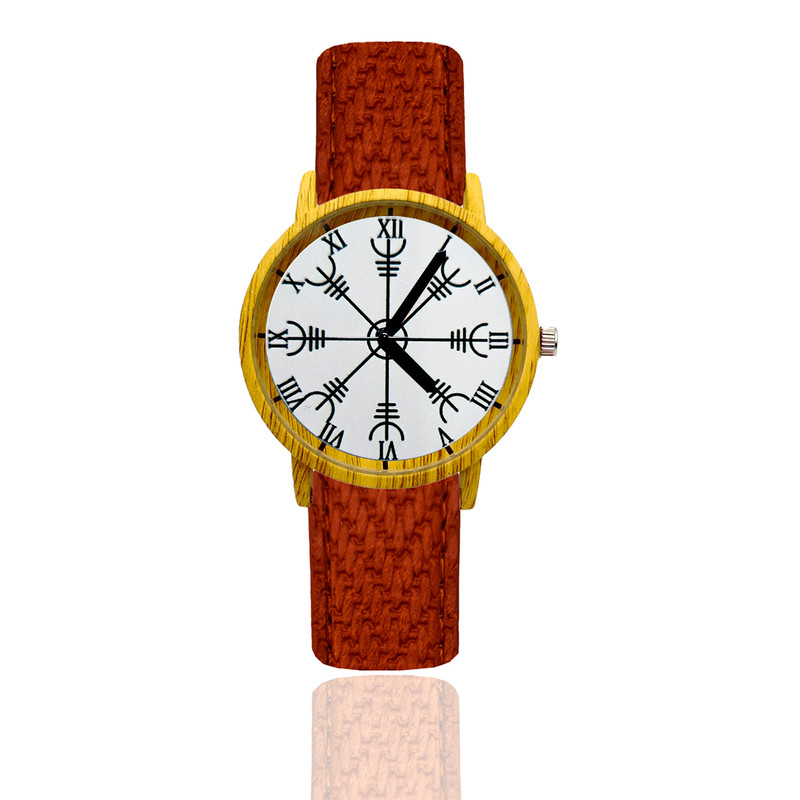 Reloj Simbolo Vikingos Estilo Madera 