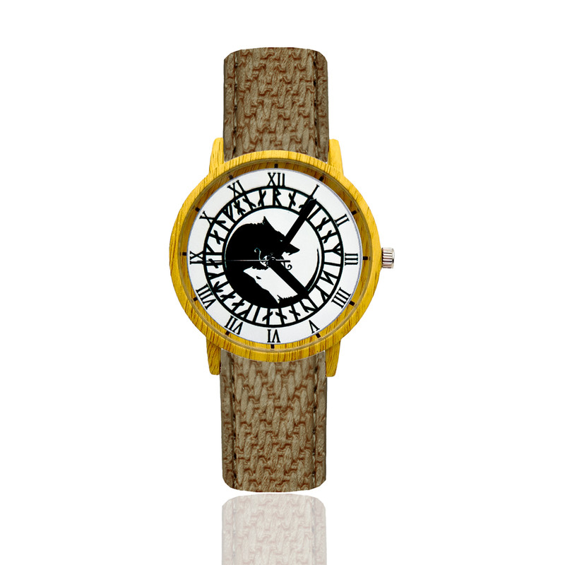 Reloj Vikingos Ying Yan Estilo Madera Marron