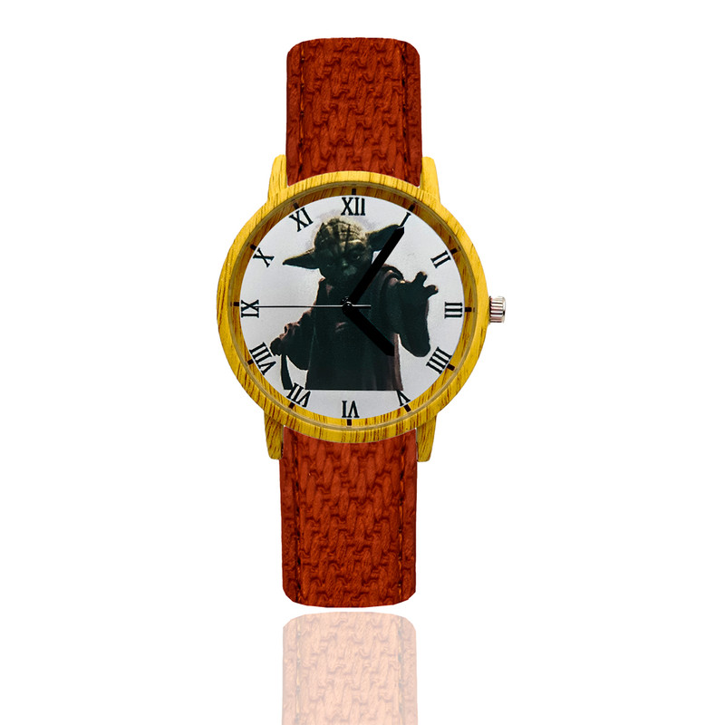 Reloj Star Wars Yoda Estilo Madera 