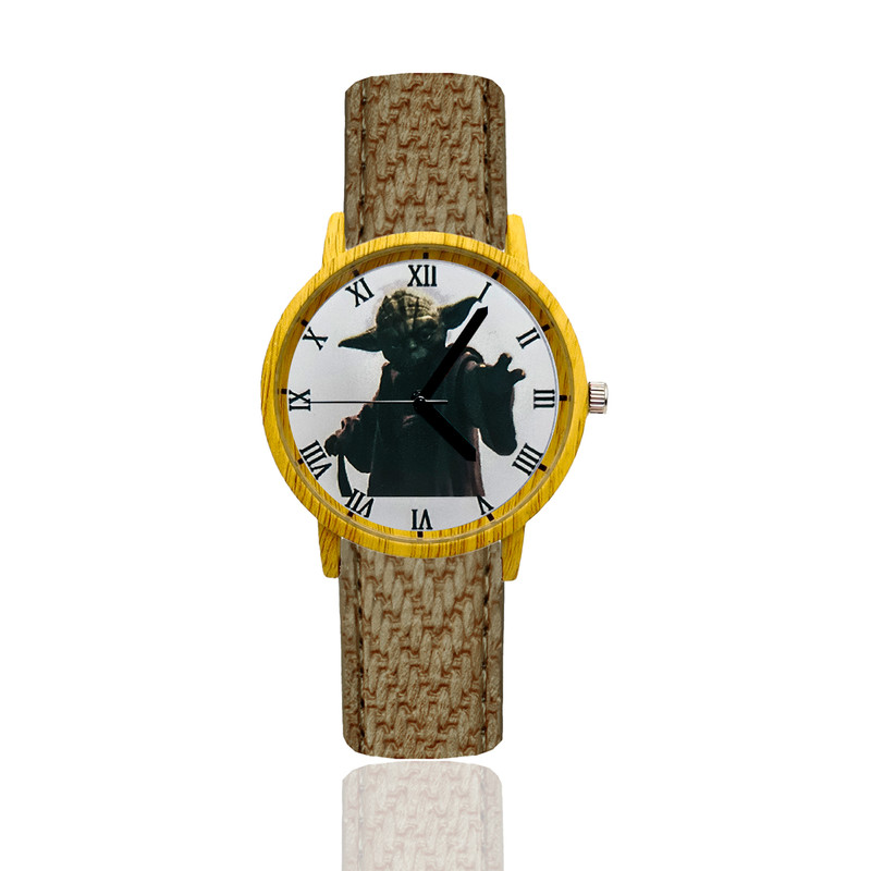 Reloj Star Wars Yoda Estilo Madera Marron