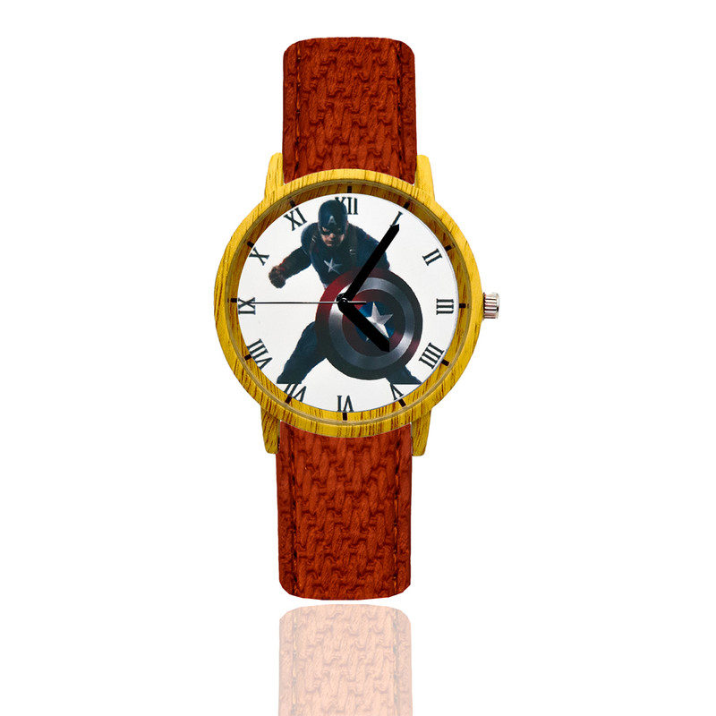 Reloj Capitan America Estilo Madera 