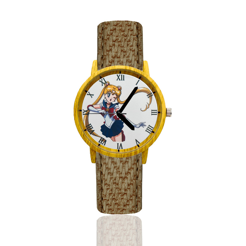 Reloj Sailor Moon Estilo Madera Marron