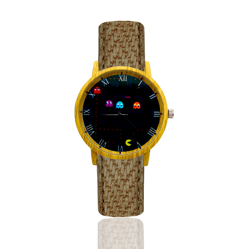 Reloj Pac Man Estilo Madera Marron