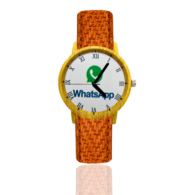 Reloj WhatsApp Estilo Madera Marron Claro