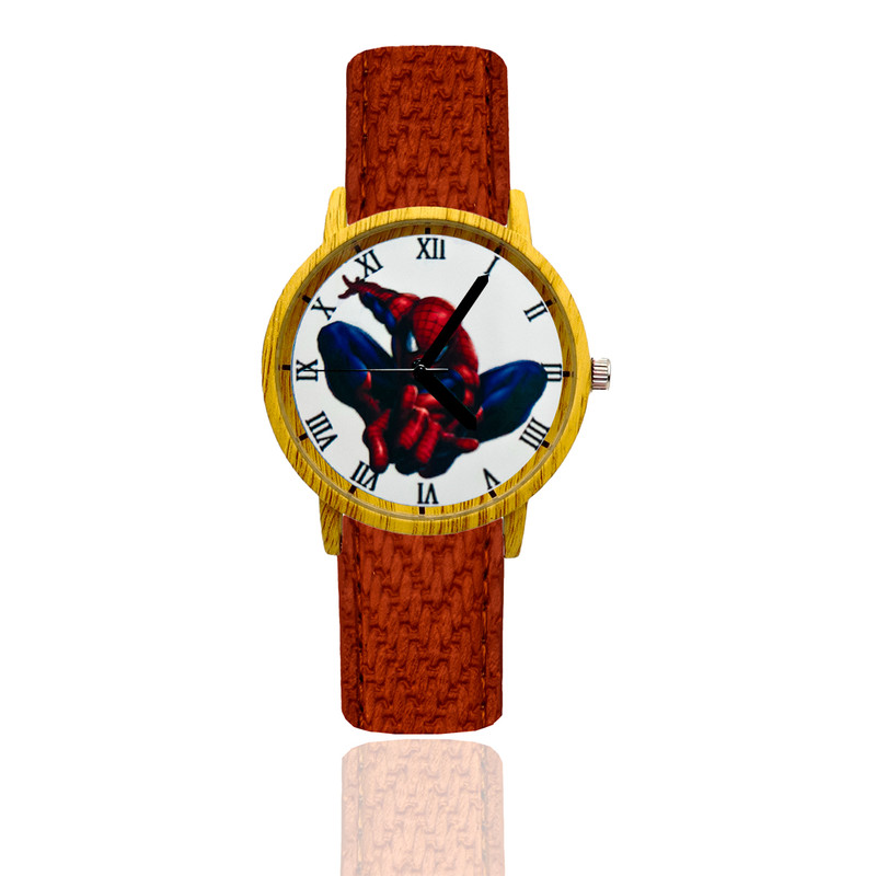 Reloj Hombre Araña Estilo Madera 