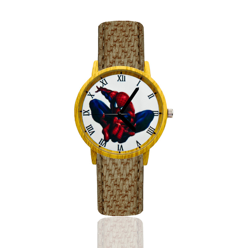 Reloj Hombre Araña Estilo Madera Marron