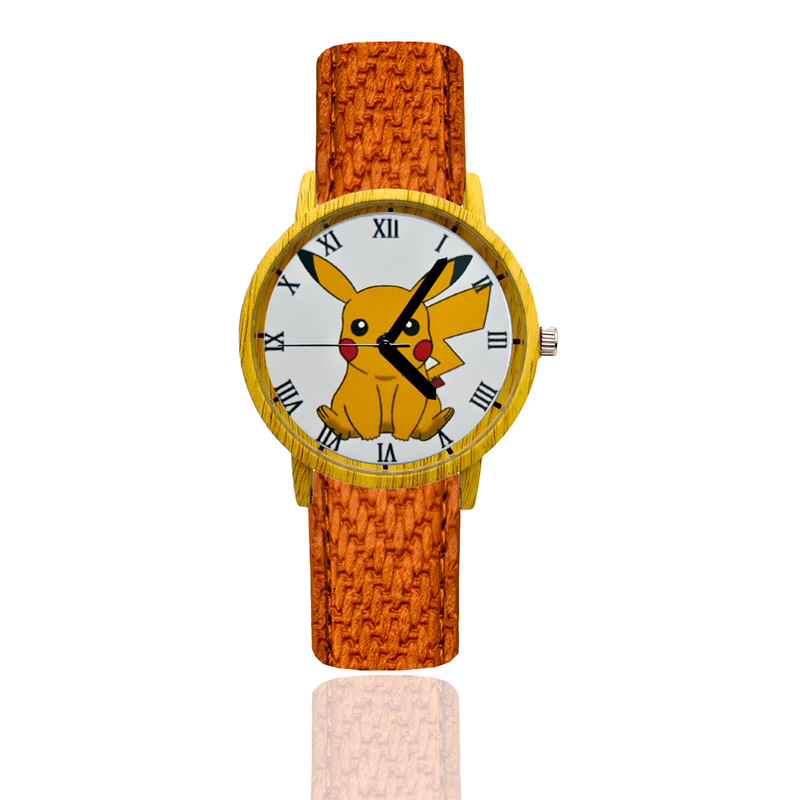 Reloj Pikachu Estilo Madera Marron Claro