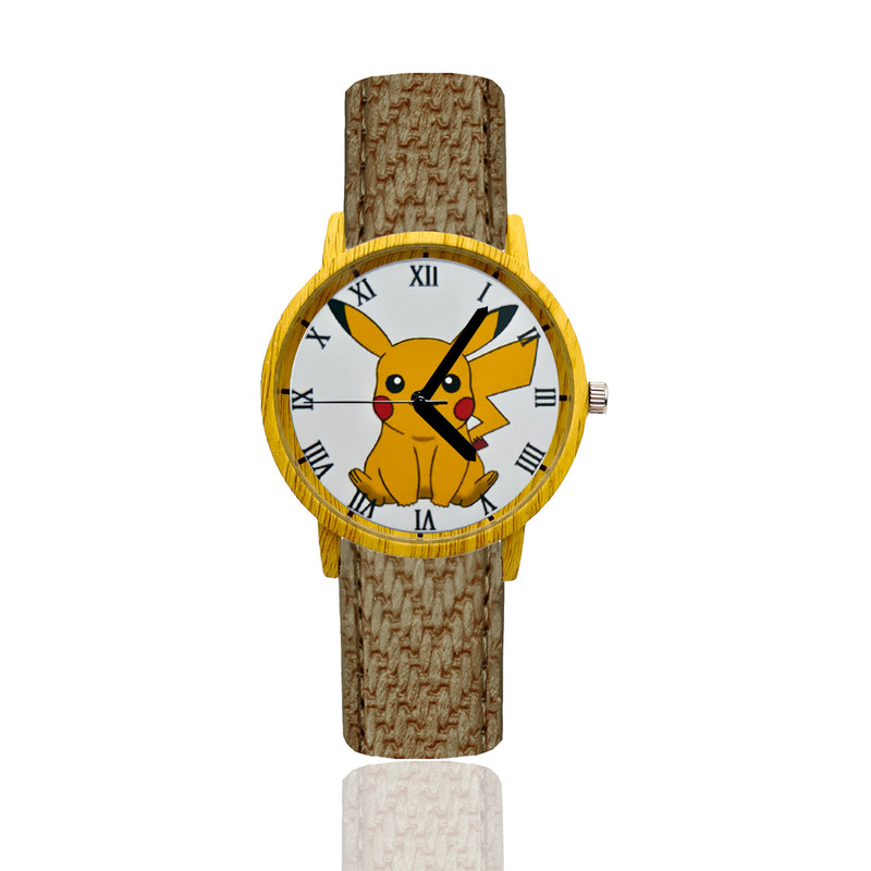 Reloj Pikachu Estilo Madera Marron