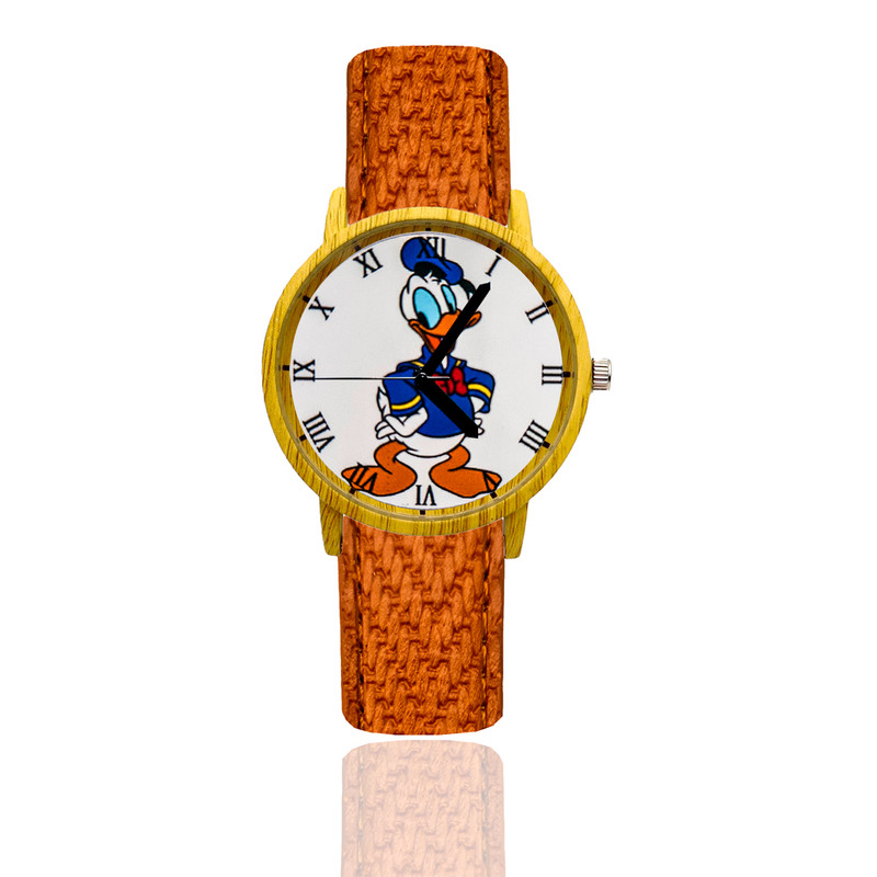 Reloj Pato Donald Estilo Madera Marron Claro