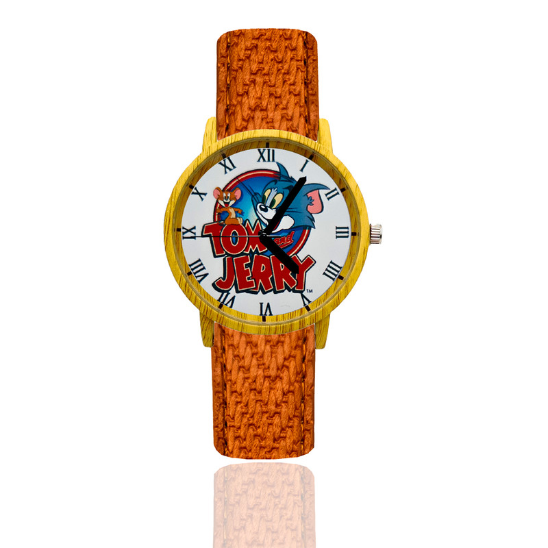 Reloj Tom Y Jerry Estilo Madera Marron Claro