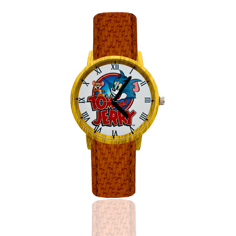 Reloj Tom Y Jerry Estilo Madera Marron Oscuro