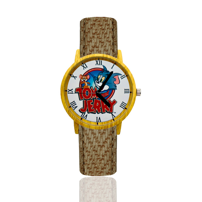 Reloj Tom Y Jerry Estilo Madera Marron