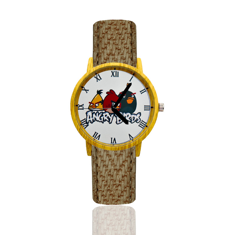 Reloj Angry Birds Estilo Madera Marron