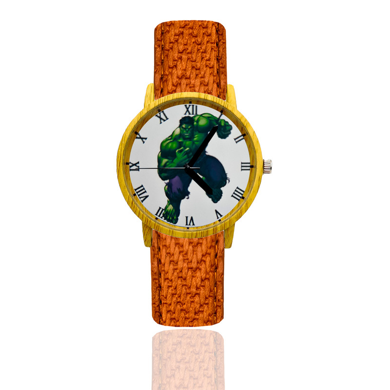 Reloj Hulk Estilo Madera Marron Claro