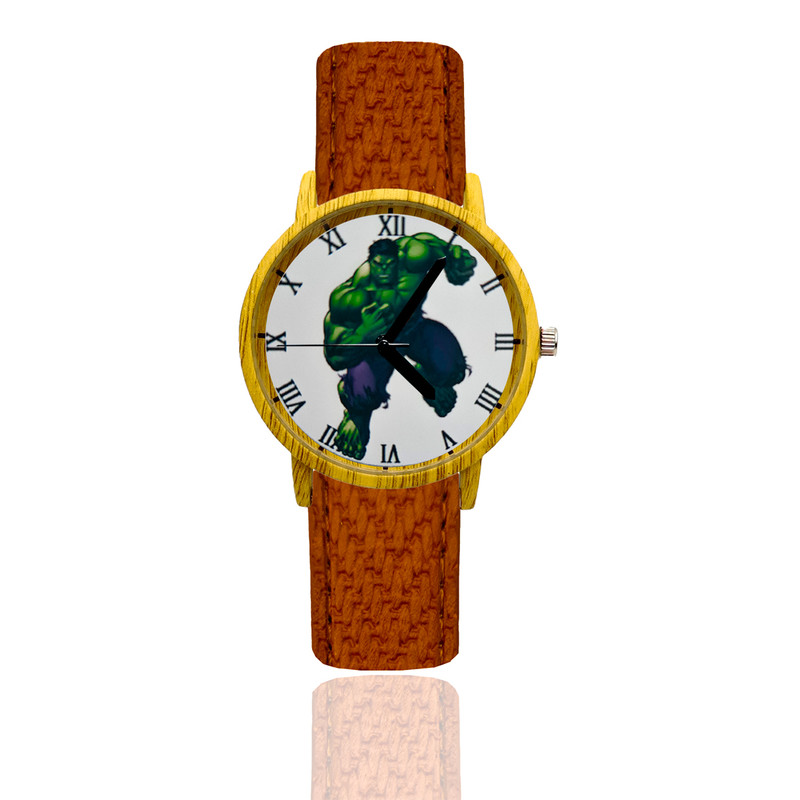 Reloj Hulk Estilo Madera Marron Oscuro