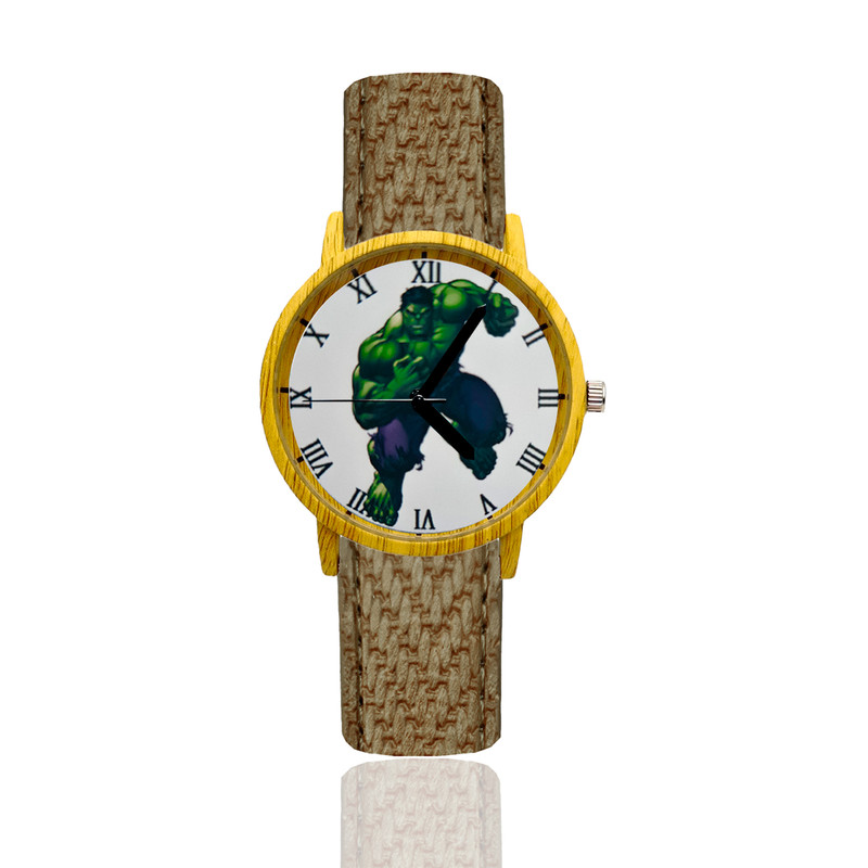 Reloj Hulk Estilo Madera Marron