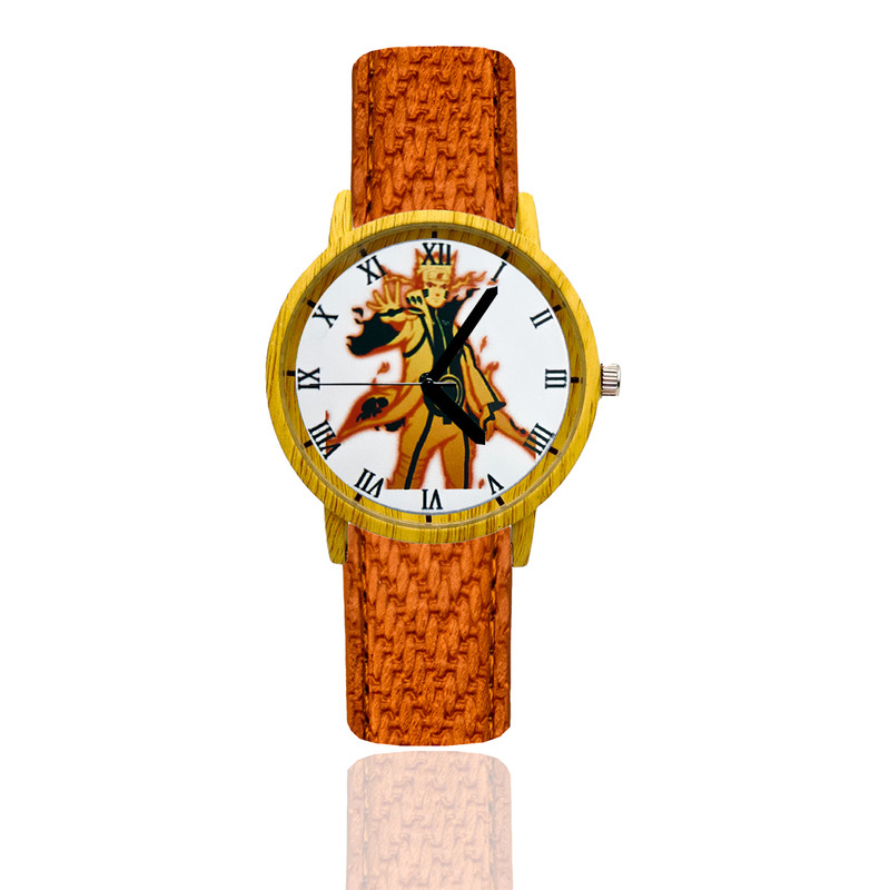 Reloj Naruto Modo Kurama Estilo Madera Marron Claro