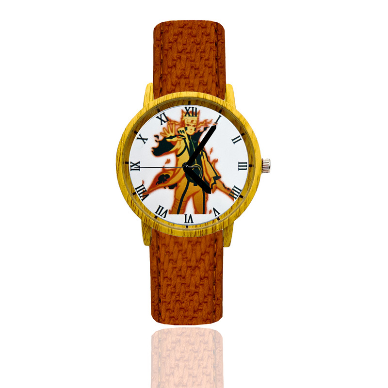 Reloj Naruto Modo Kurama Estilo Madera Marron Oscuro