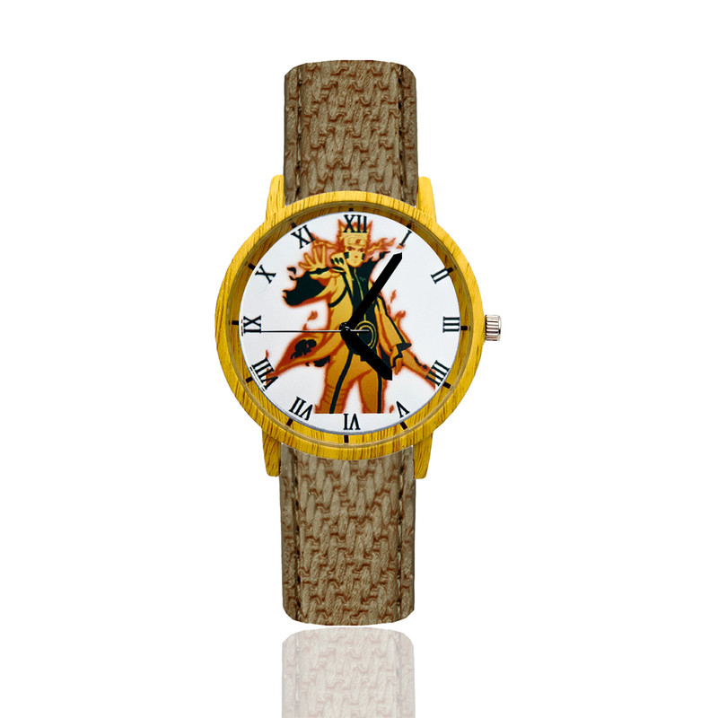 Reloj Naruto Modo Kurama Estilo Madera Marron