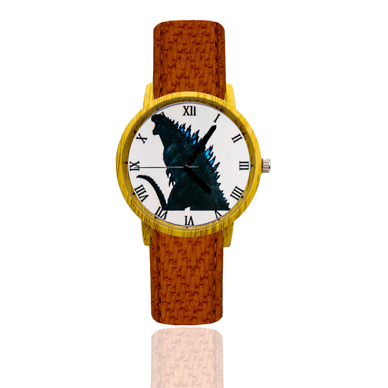 Reloj Godzilla Estilo Madera Marron Oscuro