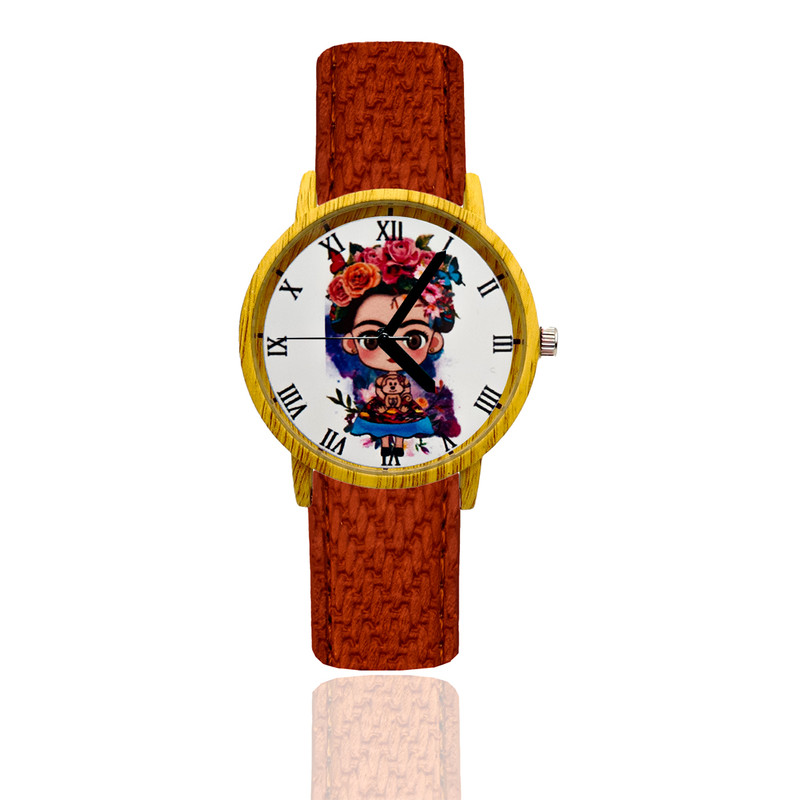 Reloj Frida Estilo Madera 