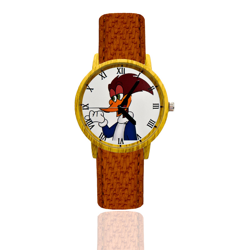 Reloj Pajaro Loco Estilo Madera Marron Oscuro