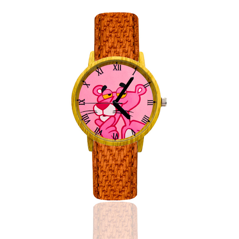 Reloj Pantera Rosa Estilo Madera Marron Claro