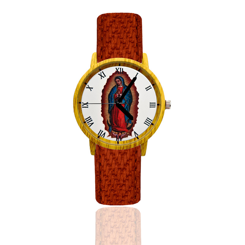 Reloj Virgen De Guadalupe Estilo Madera 