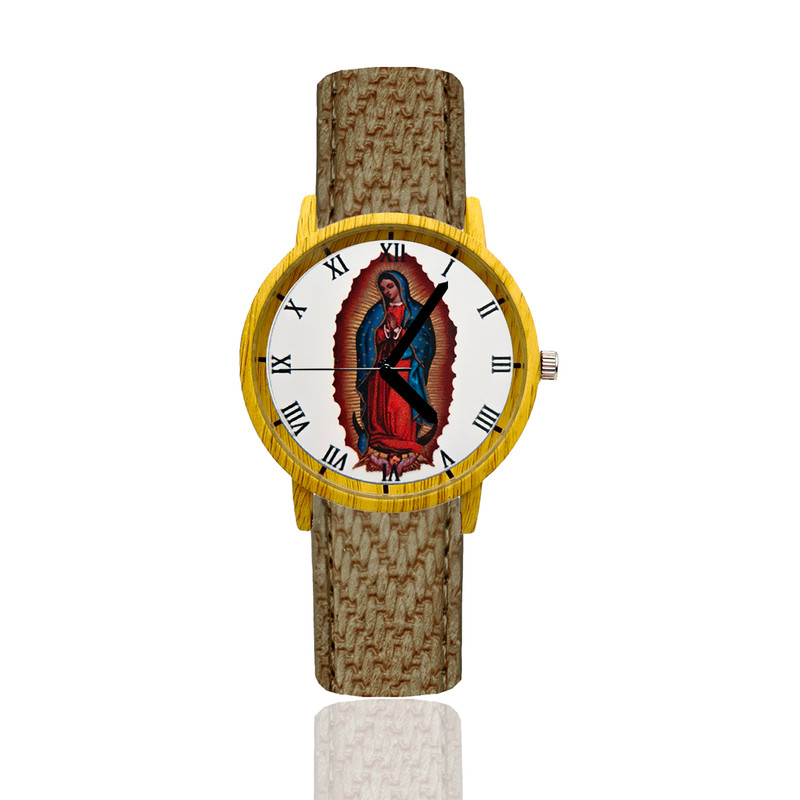 Reloj Virgen De Guadalupe Estilo Madera Marron