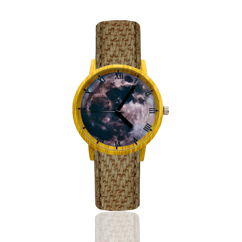 Reloj Luna Estilo Madera Marron