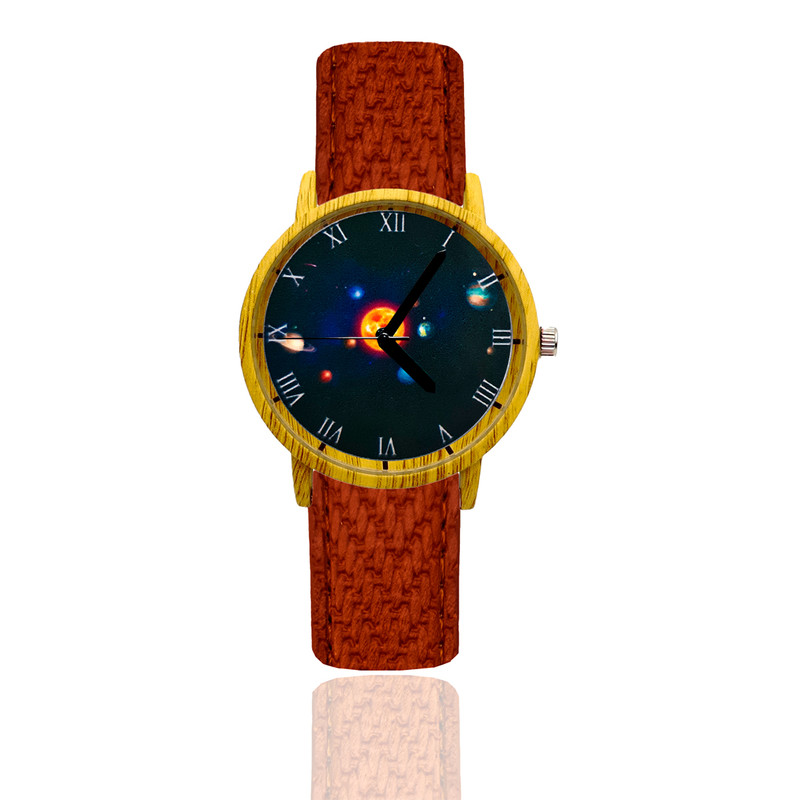 Reloj Planetas Estilo Madera 