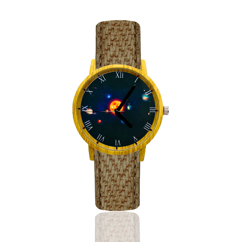 Reloj Planetas Estilo Madera Marron