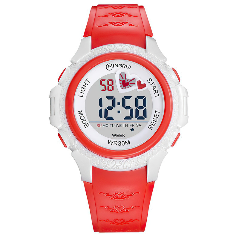 Reloj Impermeable Niña Niño Rojo Corazon