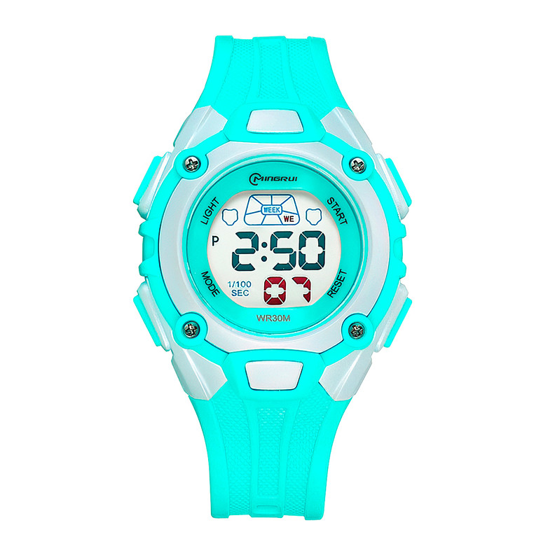 Reloj Digital Impermeable Niña Niño Turquesa Blanco