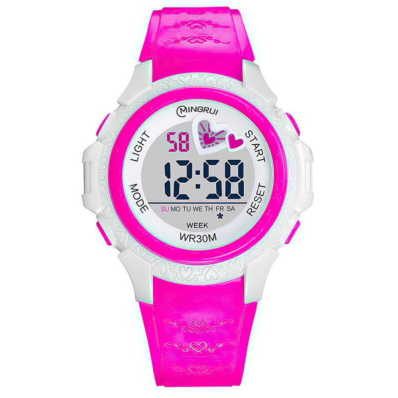 Reloj Impermeable Niña Niño Violeta Corazon