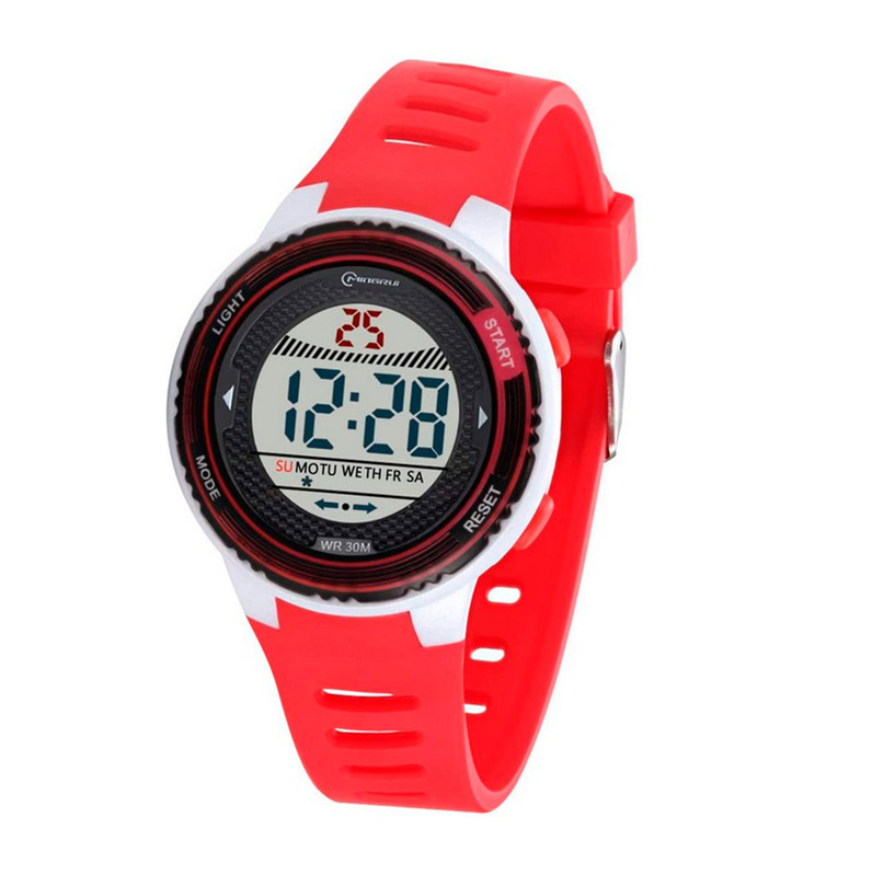 Reloj Impermeable Niño Niña Rojo Borde Negro