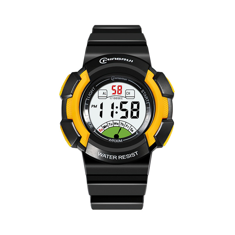 Reloj Impermeable Niño(a) Negro Amarillo 