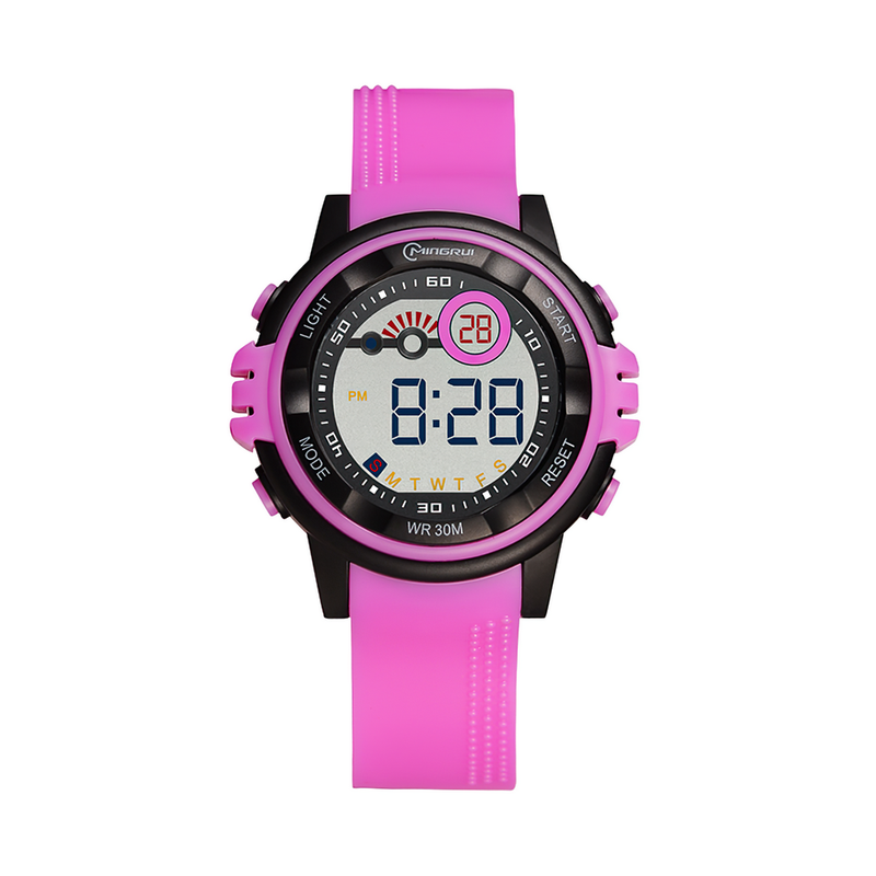 Reloj Impermeable Digital Niño Niña Violeta Borde Negro