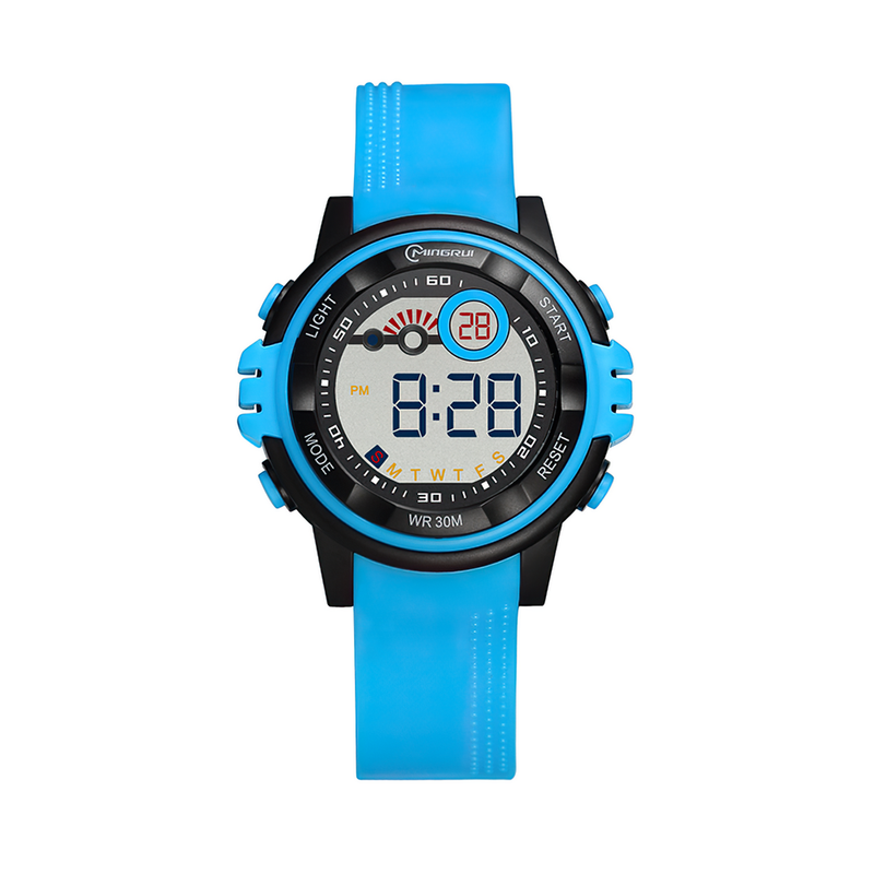 Reloj Impermeable Digital Niño Niña Azul Claro  Borde Negro