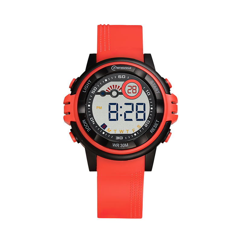 Reloj Impermeable Digital Niño Niña Rojo Borde Negro