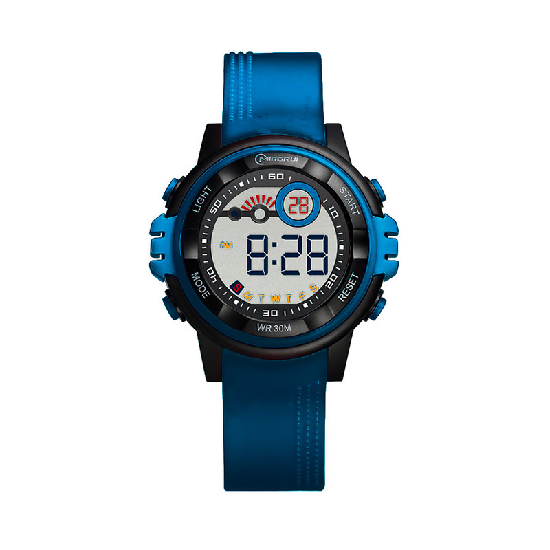 Reloj Impermeable Digital Niño Niña Azul Oscuro Borde Negro