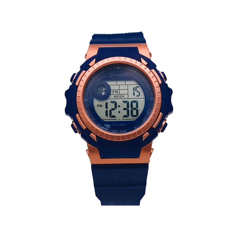 Reloj Impermeable Digital Niño Niña Azul Oscuro Borde Rosa