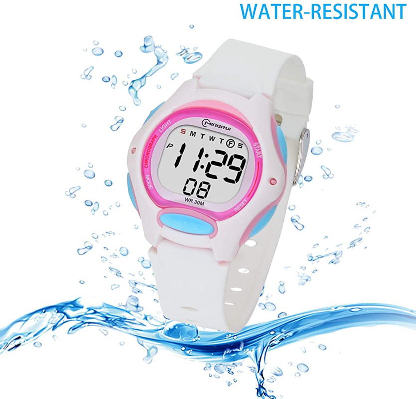 Reloj Digital Impermeable Niños Niñas Blanco