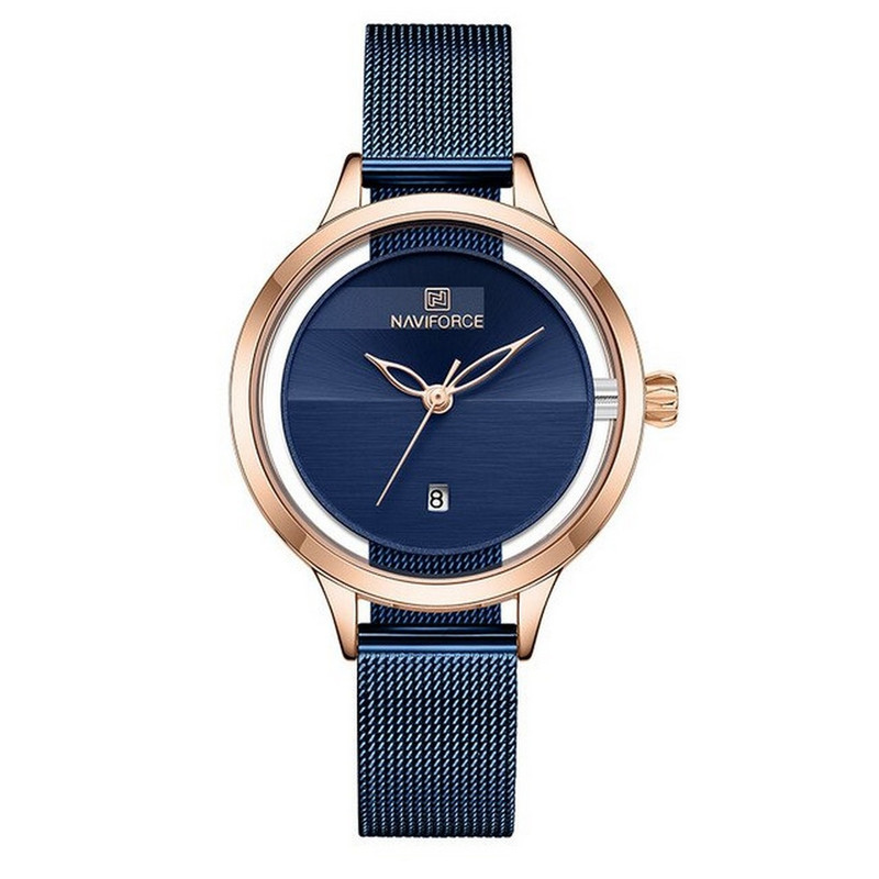 Reloj Naviforce Original Nf 5014l Elegante Azul Oro Rosa + Estuche