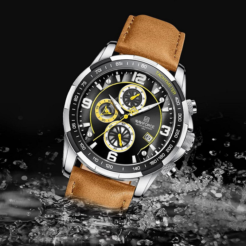 Reloj Naviforce Original Nf 8020 Cuero Hombre Marron Claro + Estuche