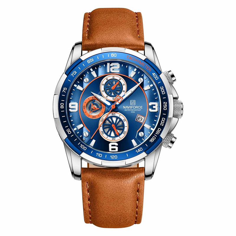 Reloj Naviforce Original Nf 8020 Cuero Hombre Marron + Estuche