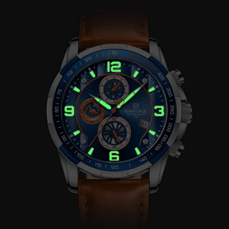 Reloj Naviforce Original Nf 8020 Cuero Hombre Marron + Estuche