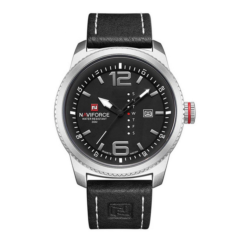 Reloj Naviforce Original Nf 9063 Cuero Hombre Negro + Estuche