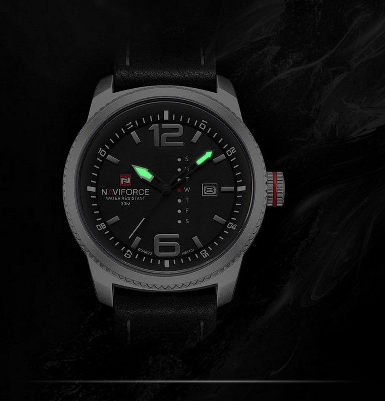 Reloj Naviforce Original Nf 9063 Cuero Hombre Negro + Estuche